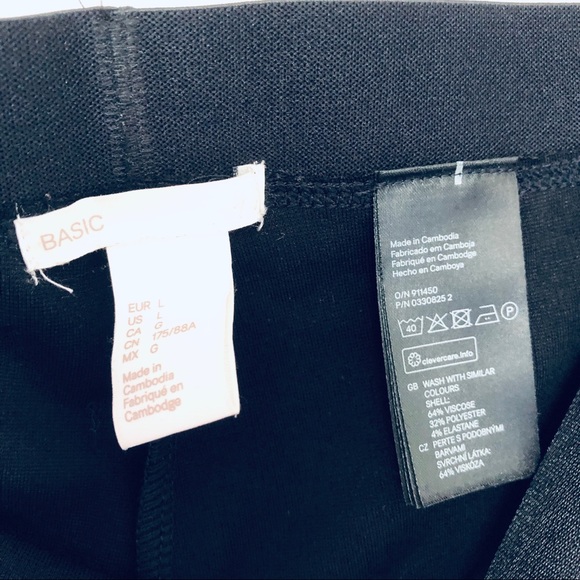 H&M Basic Black Pull On Stretchy Leggings Size Large Smooth Elastic Waistband - Picture 5 of 6